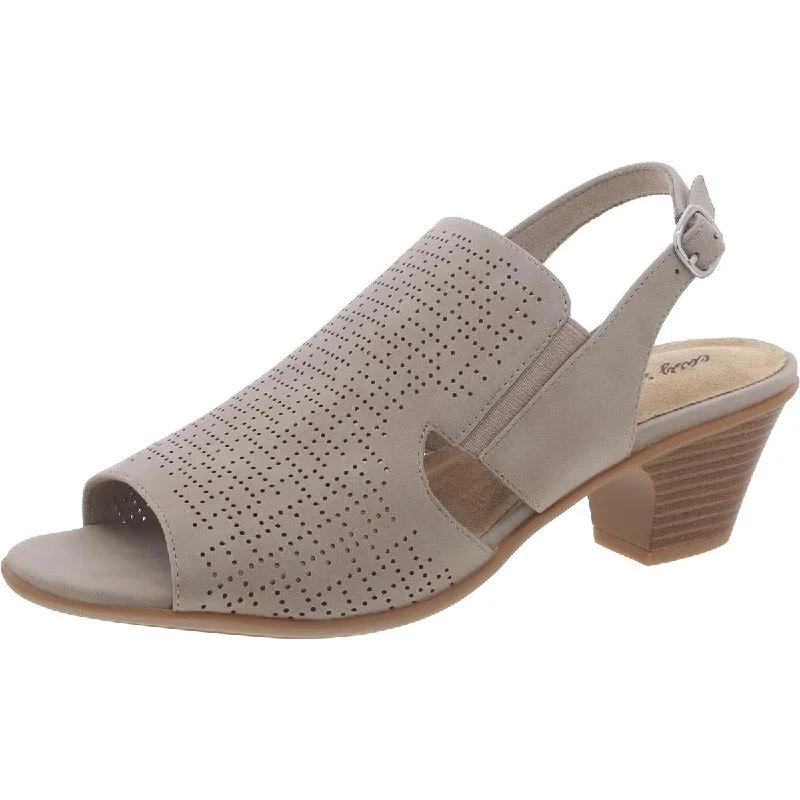 Budget Saver Easy Street Womens Faux Suede Perforated Slingback Sandals