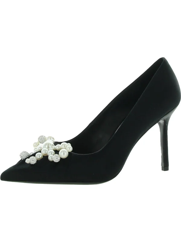 Weekend Exclusive Elodie High Womens Satin Embellished Pumps