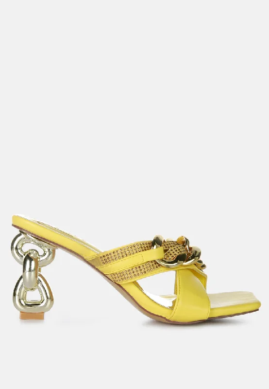 Exclusive Sale evelane metallic chain heeled diamante sandals