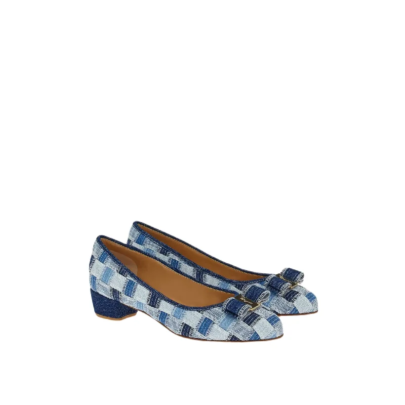 Luxury Formal Shoes Deals Ferragamo Wo Varina Women's Pumps Blue