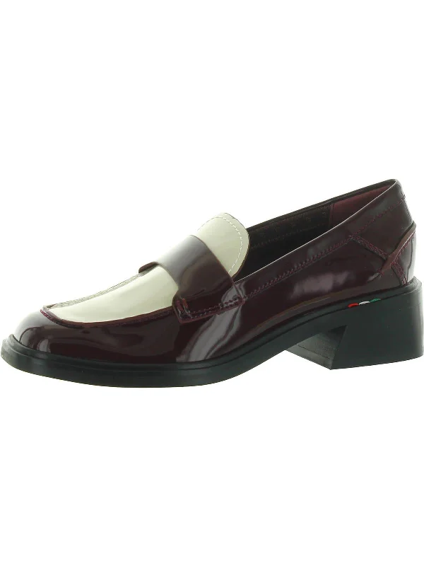 Comfortable Work Shoes Gabriella Womens Patent Leather Square Toe Loafer Heels