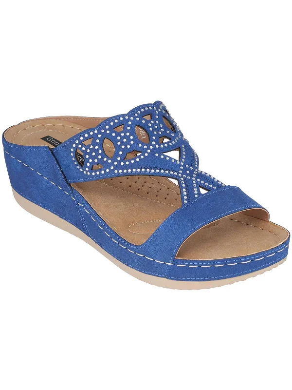 Enjoy Discount GANNI Womens Cut-Out Rhinestone Wedge Sandals