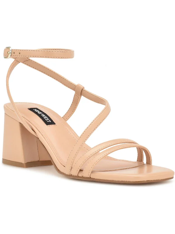 Seasonal Footwear Sale Georga Womens Faux Leather Ankle Strap Block Heel