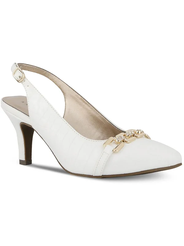 Supportive Shoes Offer Gildyy Womens Patent Embossed Slingback Heels