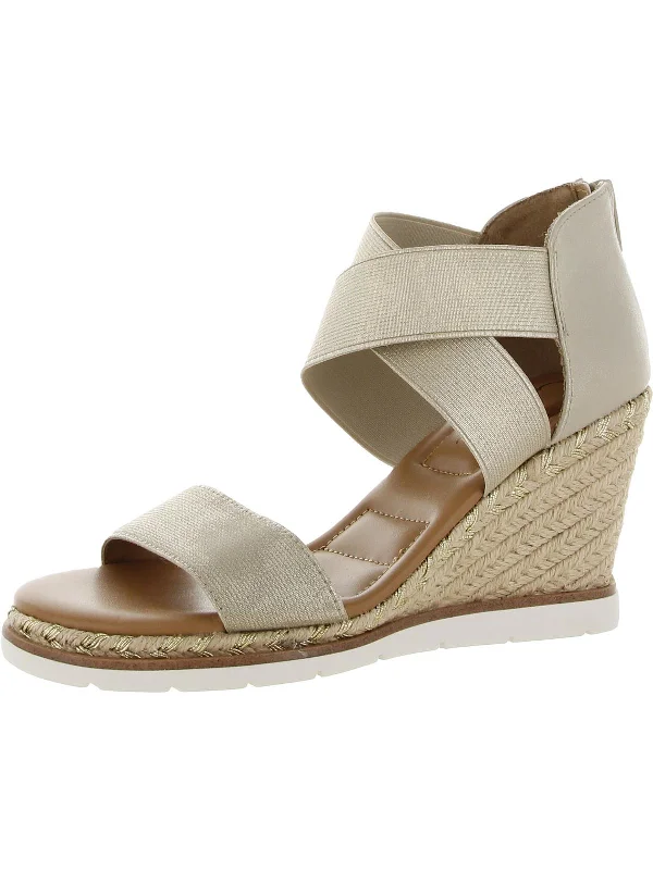 Trendy Flats Sale Gilly 15 Womens Metallic Stretch Wedge Heels