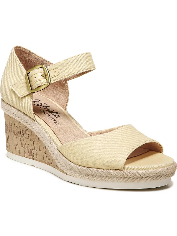 Ultra-Soft Flats Deal Go For It Womens Buckle Canvas Wedge Heels
