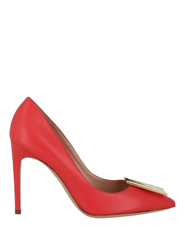 Designer Shoes Clearance Gold-Tone Logo Pump