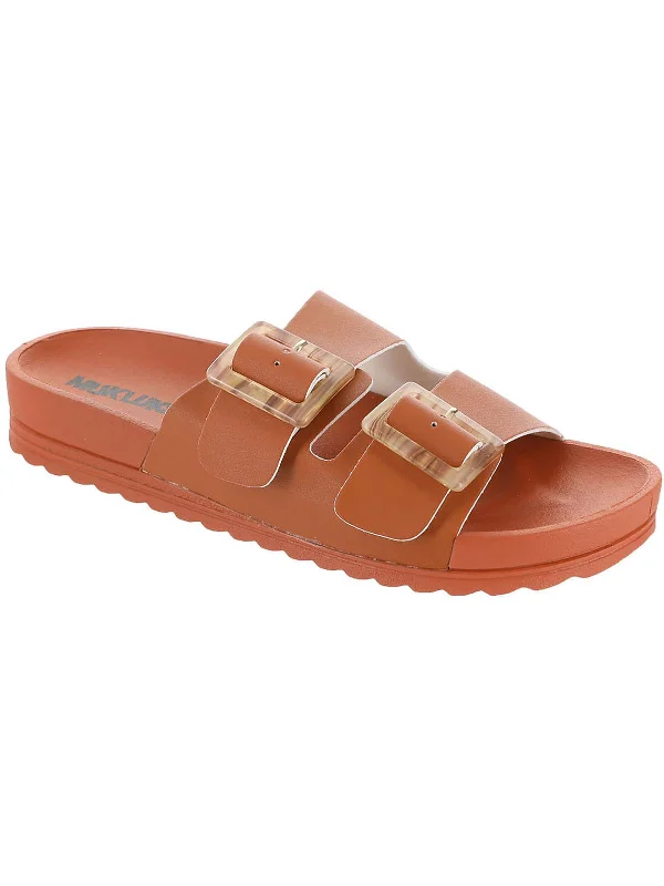 Flirty Fashion Discounts Grand Cayman 2.0 Womens Faux Leather Buckle Slide Sandals