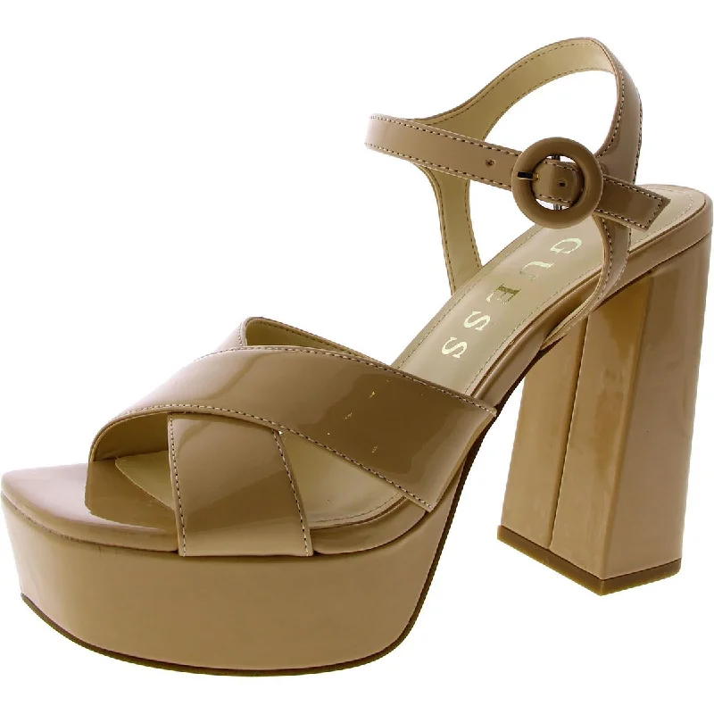 Fashionable Arch Support Shoes Promotion Guess Womens Vallenn Faux Leather Slingback Block Heel