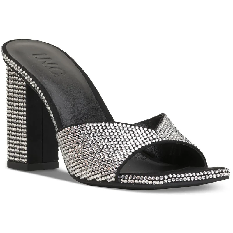 Fashion Sale INC Womens Belle Faux Suede Rhinestone Block Heel