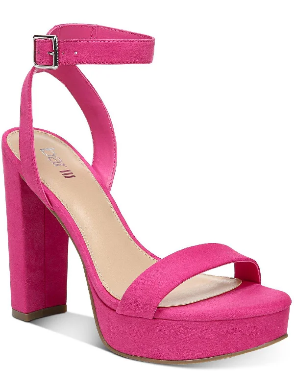 Seasonal Footwear Sale Ivy Womens Microfiber Ankle Strap Heels