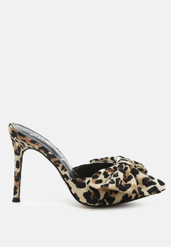 Casual Shoes Sale joelle high heel bow tie leopard print mules