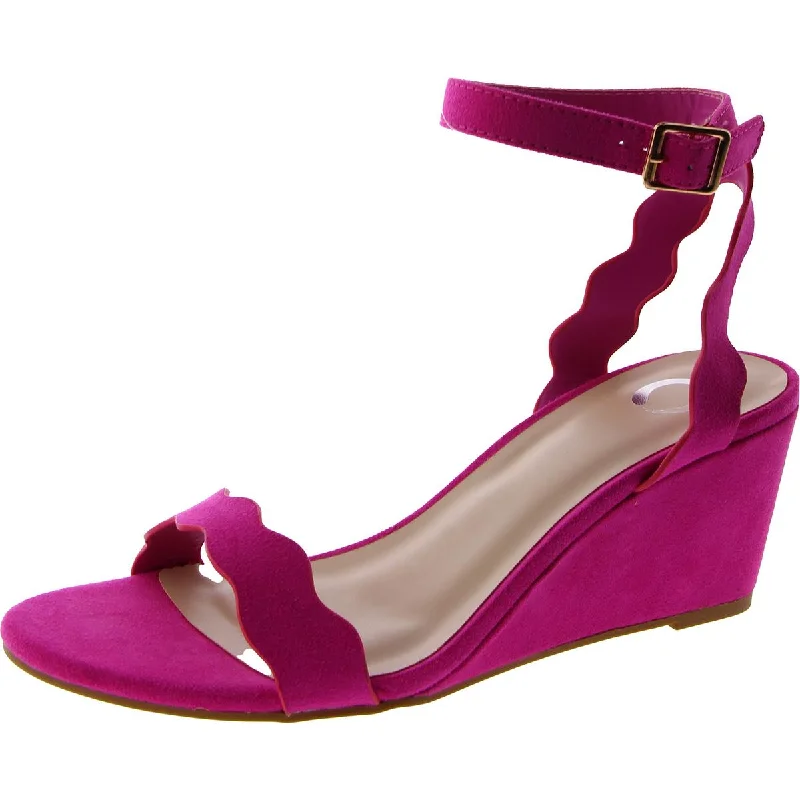 Luxury Boots Sale Journee Collection Womens Faux Suede Ankle Strap Wedge Sandals