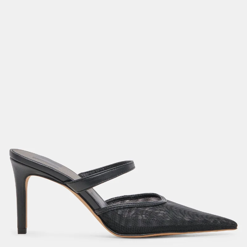 Affordable Shoe Fashion Katik Wide Heels Onyx Mesh