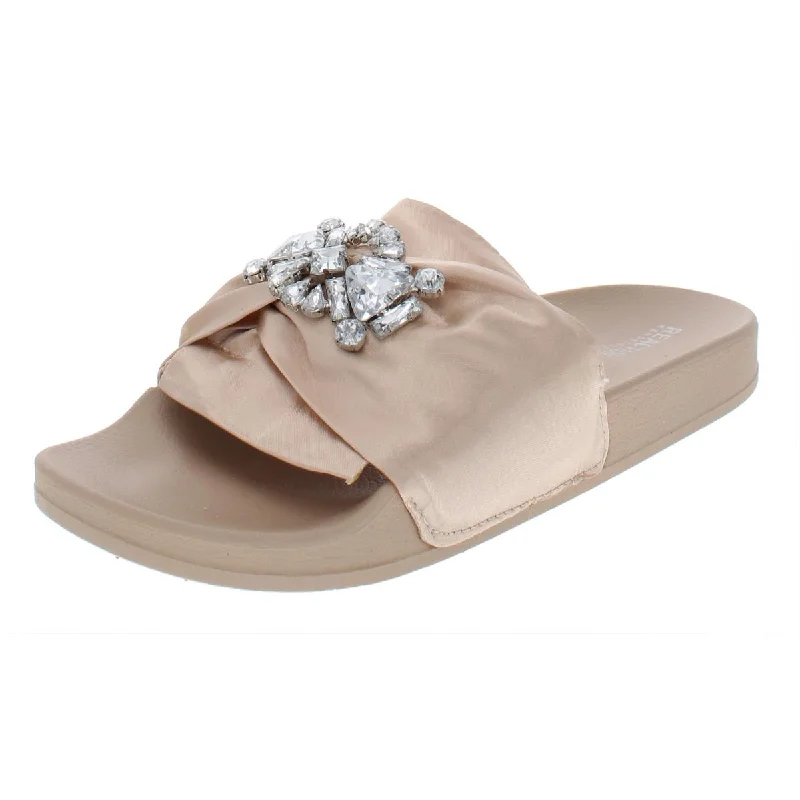 Seasonal Trends Kenneth Cole Reaction Womens Pool Jewel Satin Embellished Slide Sandals