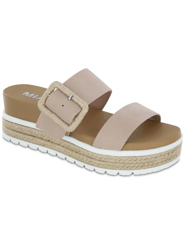 Holiday Discount KENZY Womens Faux Leather Slip On Slide Sandals