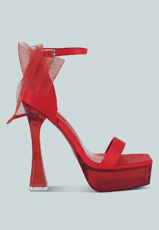 Comfortable Flats Sale kiri satin clear high heeled bow sandals