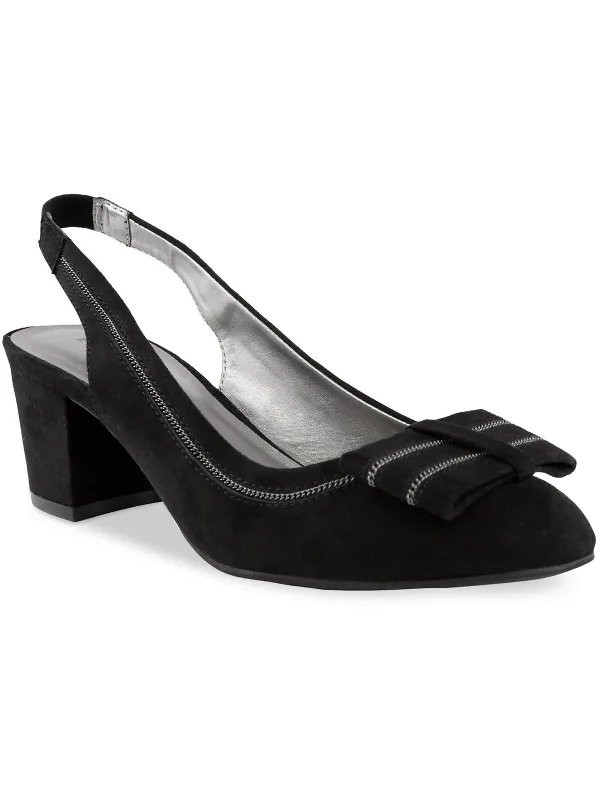 Trend Leading Collection Lanna Womens Faux Suede Almond Toe Slingback Heels