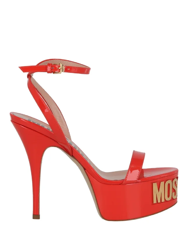Limited Stock, Big Discounts Logo-Letter Patent Leather Platform Pump
