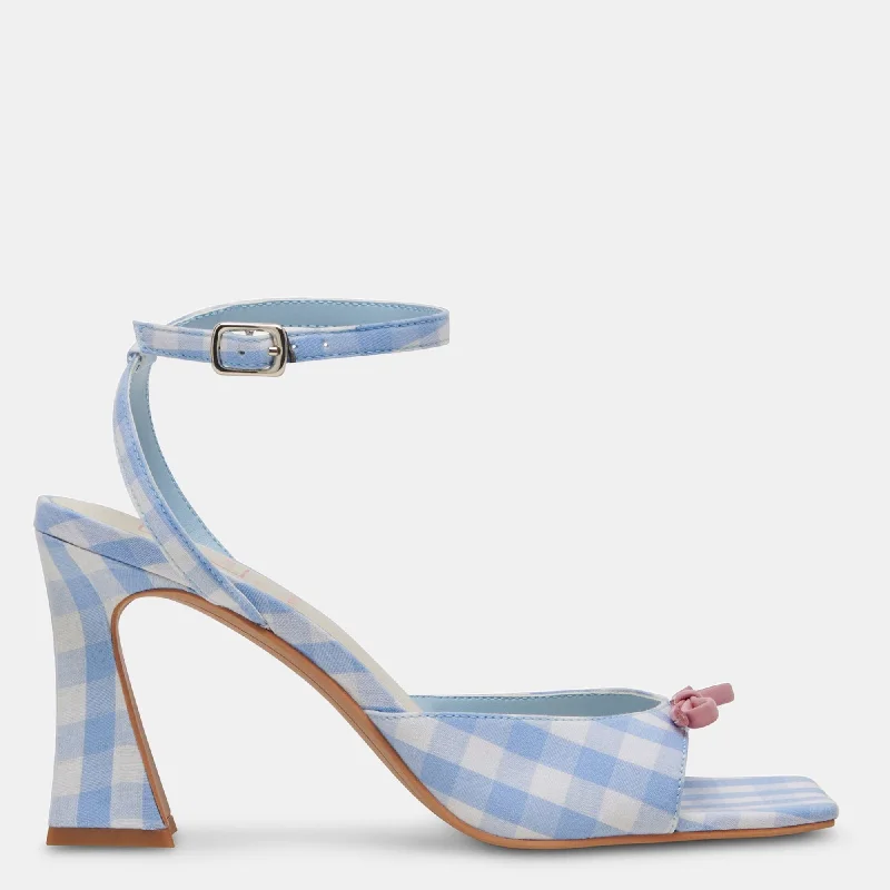 Snag Fabulous Fashion Bargains Loise Heels White Blue Gingham