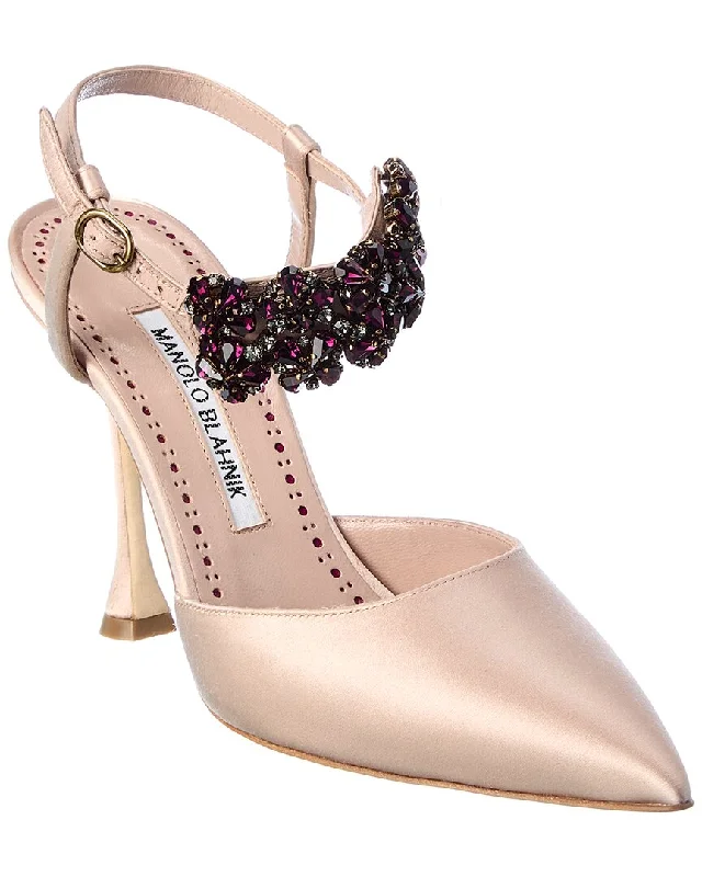 Sophisticated Street Style Offers Manolo Blahnik Mabina 105 Satin Pump
