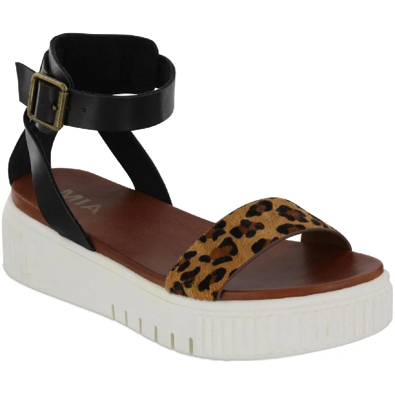 Chic Style, Always In Vogue Mia Womens Lunna Faux Leather Ankle Strap Platform Sandals