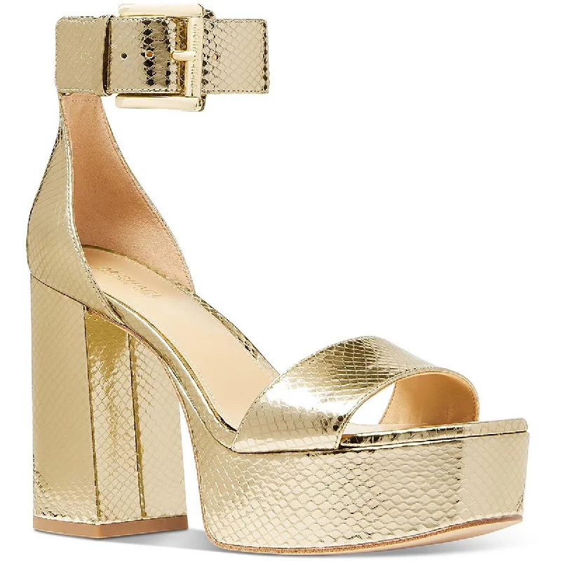 Exclusive Sale MICHAEL Michael Kors Womens Tara  Ankle Strap Leather Platform Sandals