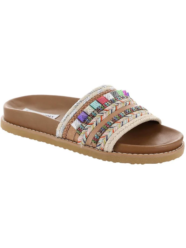 Additional Time-Limited Offers Milina Womens Leather Embellished Slide Sandals