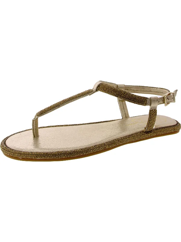 Classy Style Discounts Oliara Womens Shimmer Man Made T-Strap Sandals
