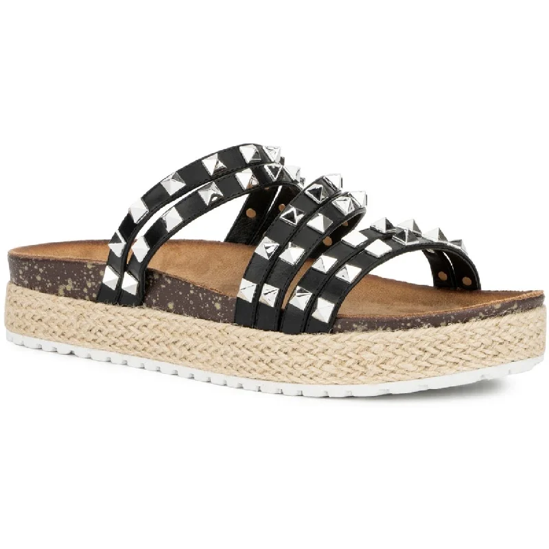 Stylish Walking Shoes Olivia Miller Womens Amalfi Faux Leather Footbed Flatform Sandals