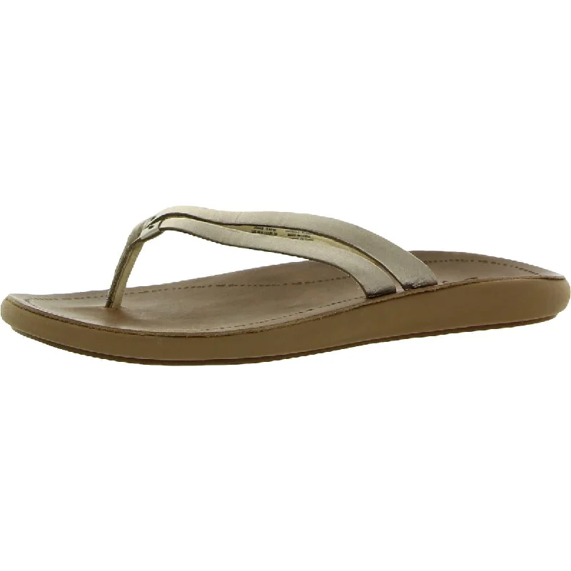 Non-Slip Work Shoes Sale OluKai Womens Kapehe Luana Leather Slip On Flip-Flops