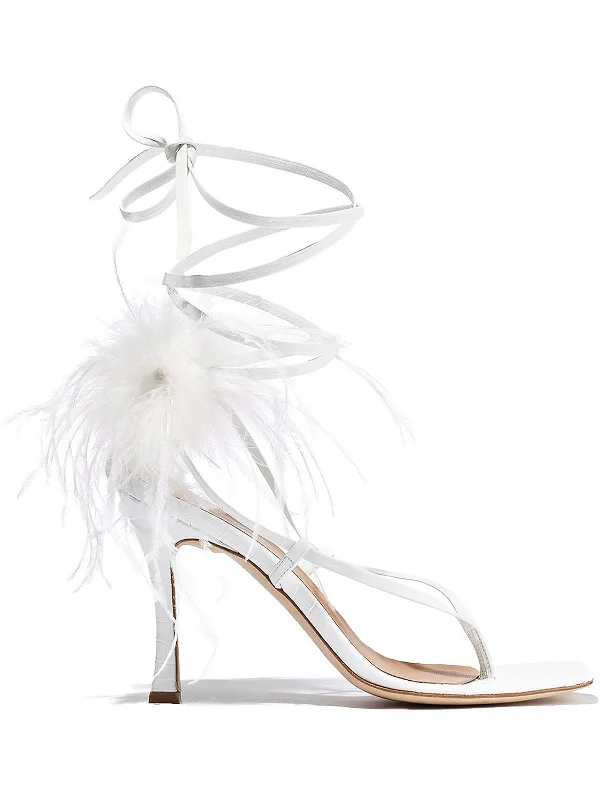 Breathable Shoes Paloma Womens Leather Feathered Pumps