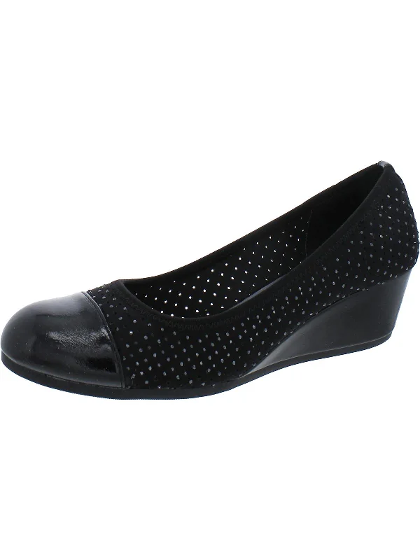 Women's Business Casual Shoes Prilee Womens Faux Suede Perforated Wedge Heels