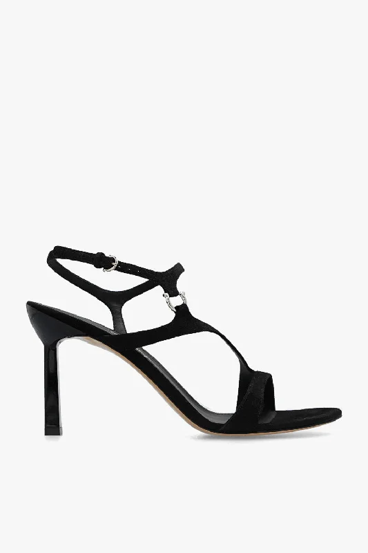 Durable Fashion Picks Salvatore Ferragamo New Jille Black Suede Leather Heeled Shoes