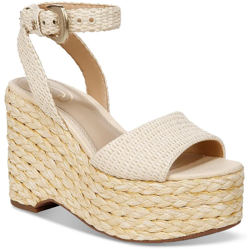 Easy Elegance Sales Sam Edelman Womens APRIL Raffia Buckle Platform Sandals