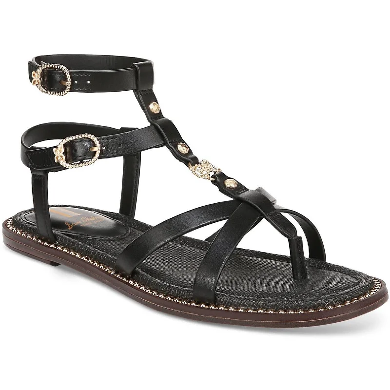 Feminine Luxe Style Sale Sam Edelman Womens Talya Faux Leather Ankle Strap Thong Sandals