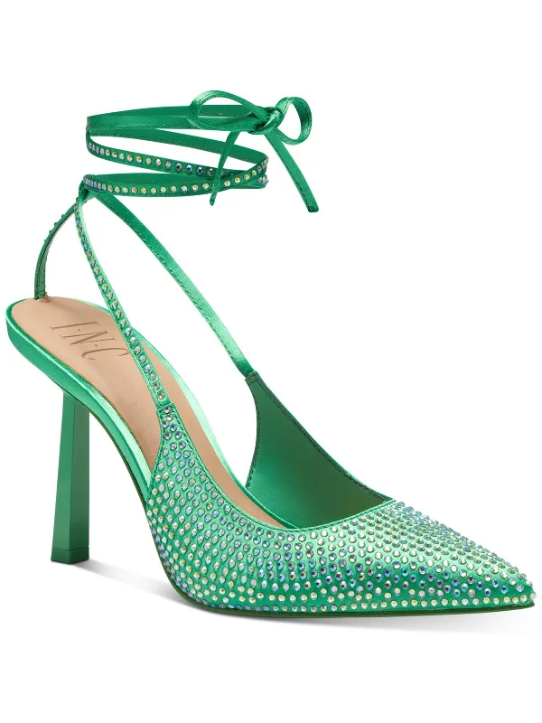 Soft Cushion Shoes Discount Sandaze Womens Rhinestone Pointed Toe Slingback Heels