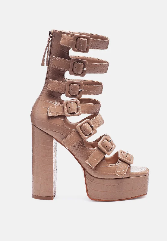 Fashion Forward sarouchi caged high heel buckled sandals