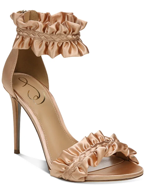 Hot Trends Sawyer Womens Satin Ankle Strap Heels