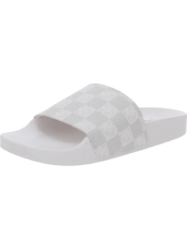All-Season Shoes Deal Sealed Womens Faux Leather Slip On Pool Slides