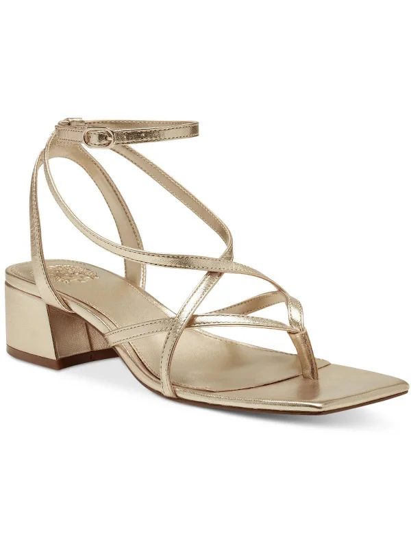 Exclusive Fashion Deals Shawtry Womens Metallic Block Heel Ankle Strap