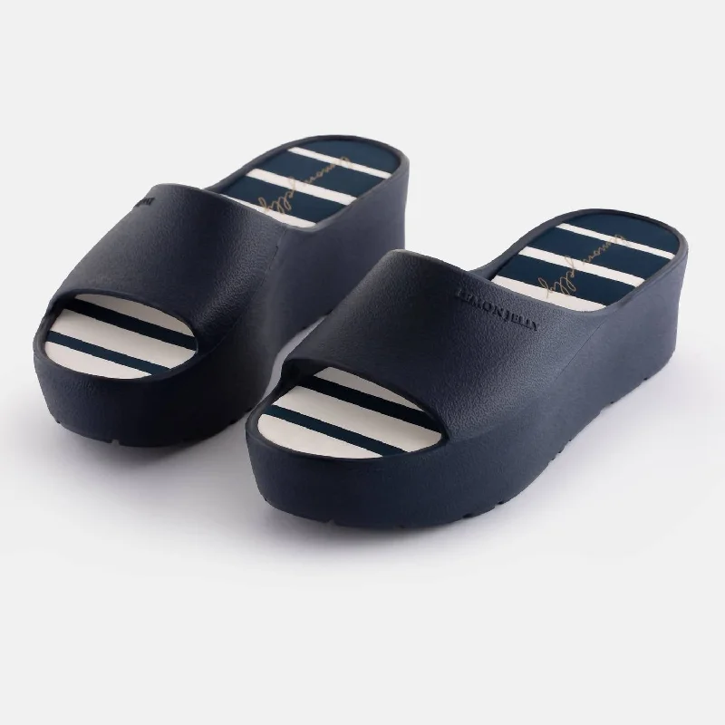 Comfortable Stretch Shoes Promotion Solis Platform Slide In Navy