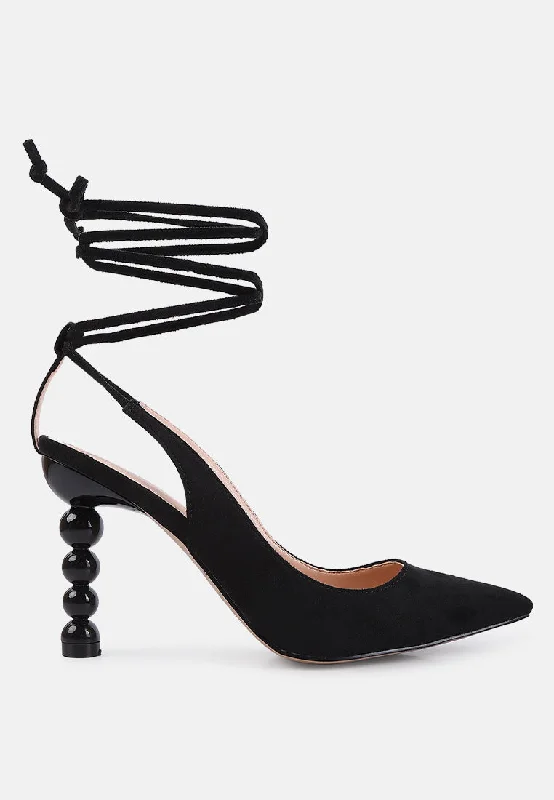 Discount Store spiced night faux suede cut out heel laceup sandals