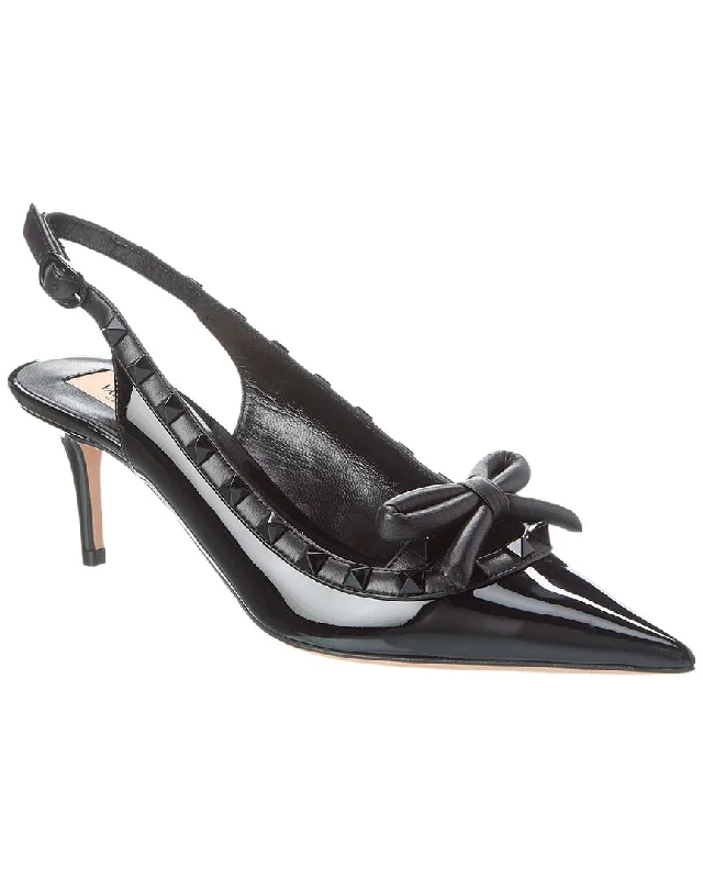Affordable Luxury Fashion Valentino Rockstud 60 Patent Slingback Pump