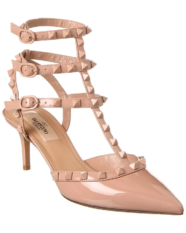 Fashion Deal Valentino Rockstud Caged 65 Patent Ankle Strap Pump