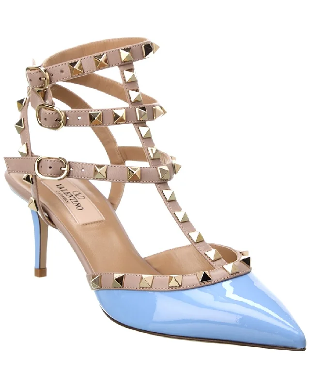 Trend Alert Valentino Rockstud Caged 65 Patent Ankle Strap Pump