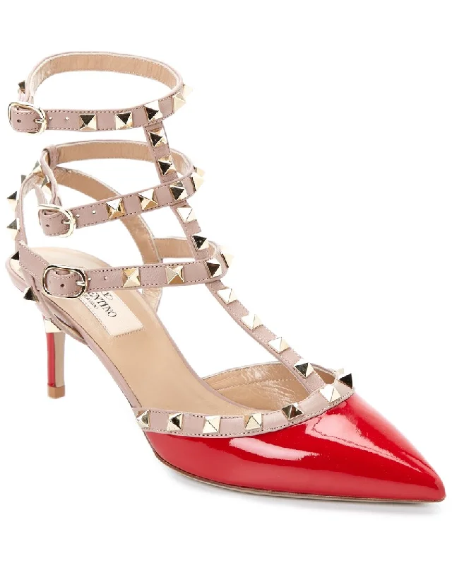 Mega Sale Valentino Rockstud Caged 65 Patent Ankle Strap Pump