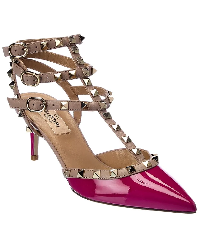 Enjoy Discount Valentino Rockstud Caged 65 Patent Ankle Strap Pump
