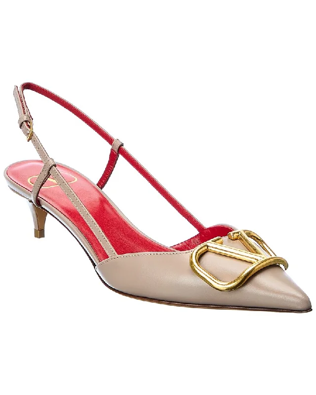 Cozy Chic Promotions Valentino VLogo 40 Leather Slingback Pump