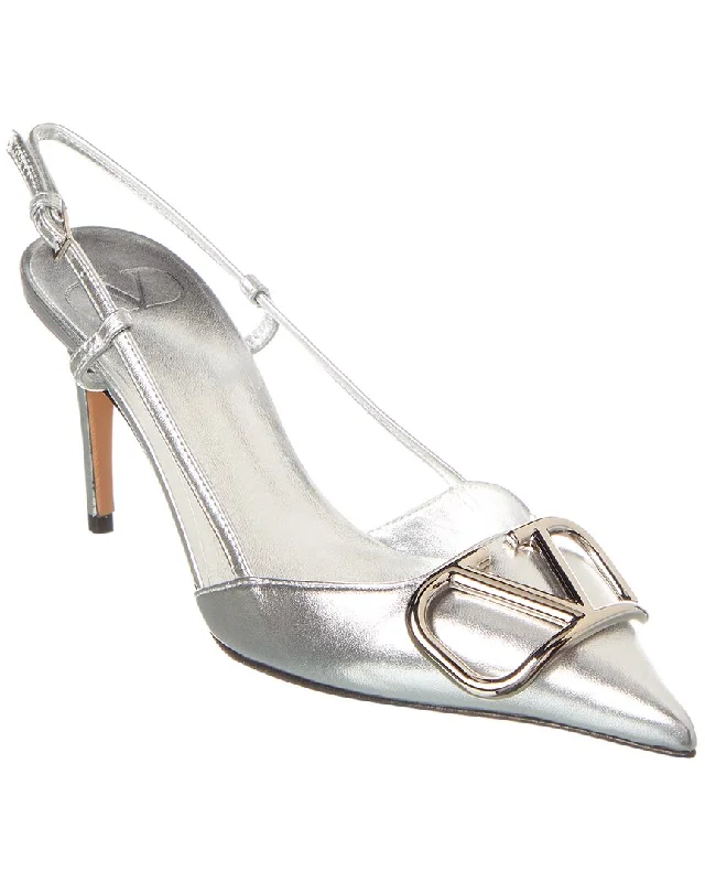 Street Style Discounts Valentino VLogo 80 Leather Slingback Pump